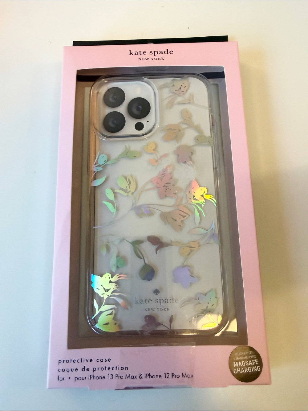 kate spade New York Iridescent Floral Clear iPhone 13 Pro Max Case MagSafe *NIB*
